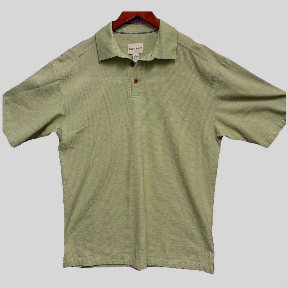 Joseph & Feiss Mens Pima‎ Cotton Sport Polo Size L Sage Green Buiness Casual